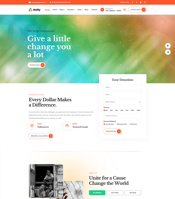 Anity | Charity & Donation HTML5 Template