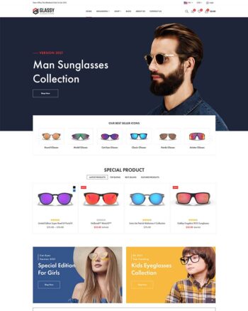 Glassy Template Website Template for Glasses, Optical Store